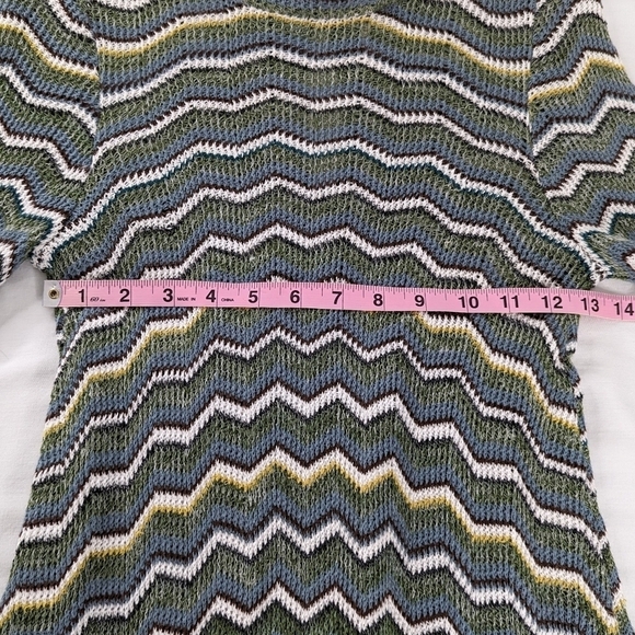 Free People Green Blue Yellow Knit Keyhole Back Ziggy Zig Zag Sweater Dress - Picture 9 of 10